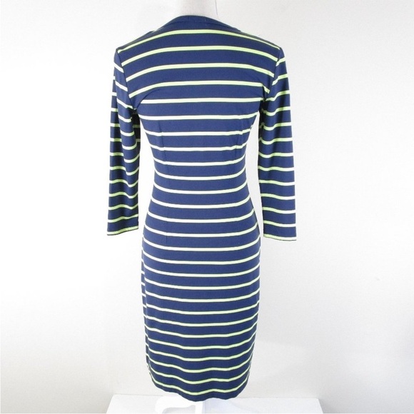 J. McLaughlin Henley Dress Blue Green Stripe Size Medium - Picture 7 of 11